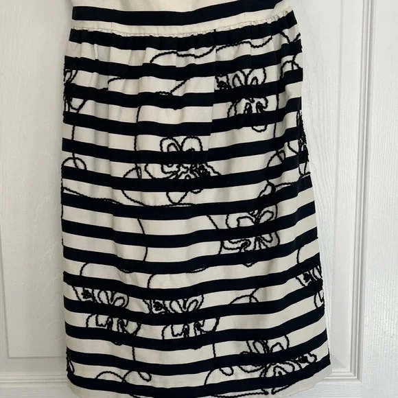 Lilly Pulitzer Black and White Payton Strapless Stripe Dress with Floral Overlay - Picture 4 of 14